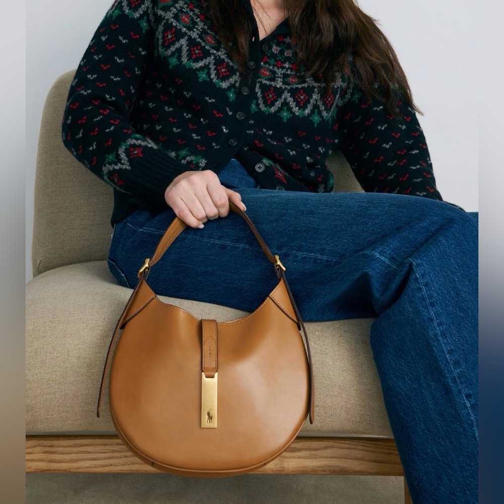 Polo ID Leather Small Shoulder Bag - Tan